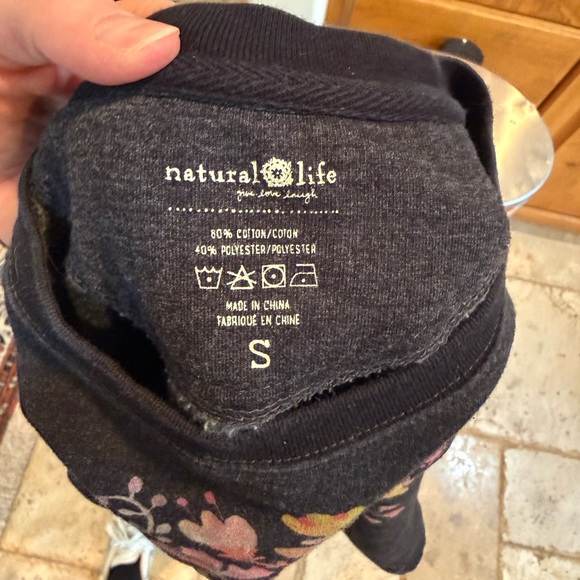 Natural Life Black Floral Sweatshirt - Picture 2 of 2